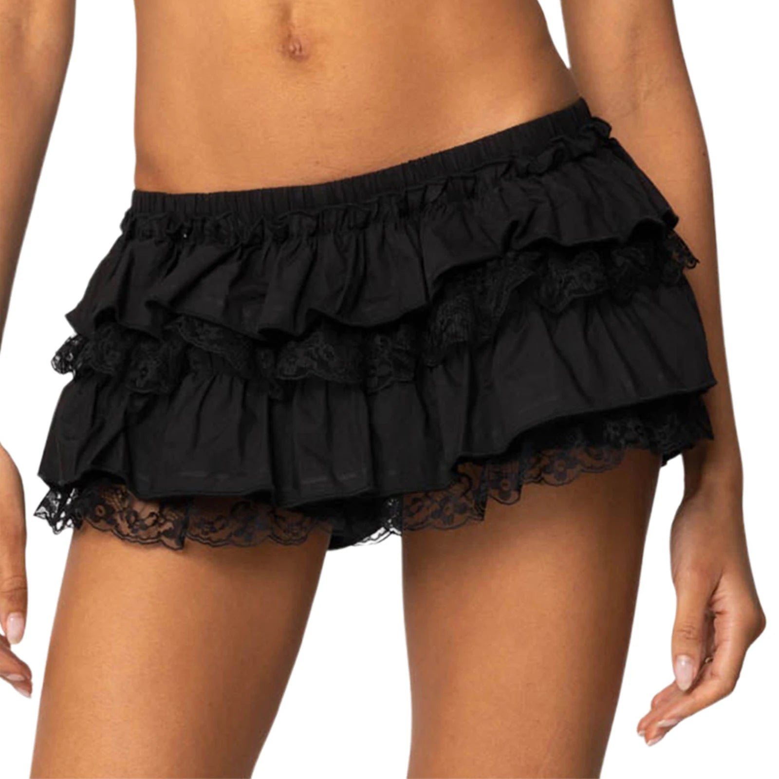 AIERTU  -  Womens y2k Kawaii Harajuku Layered Mini Skirt Lace Trim Low Waist A-Line Tiered Ruffle Skirt Casual Summer Skirts Streetwear Aiertu