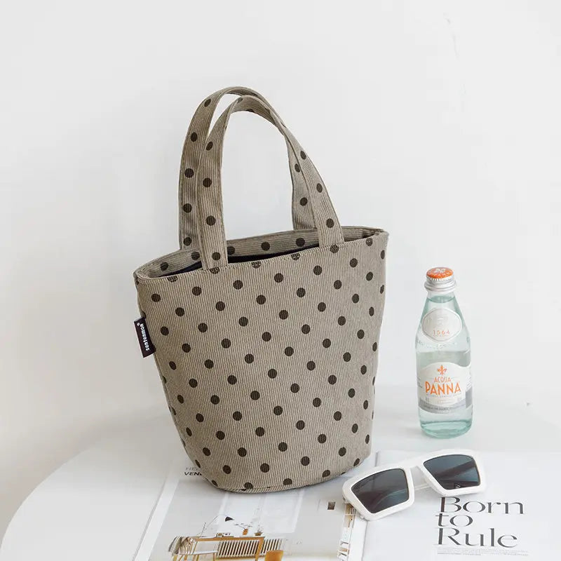 AIERTU  -  Bucket Handbag New Corduroy Polka Dot Fabric Bag Casual Versatile Women's Office Handbags Aiertu
