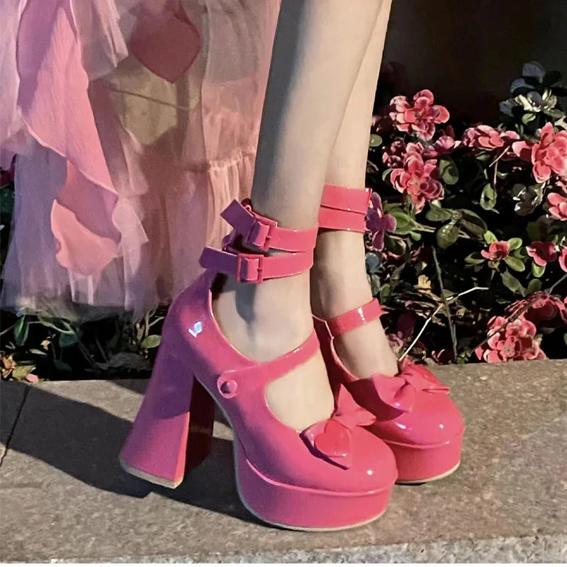 Aiertu Platform Mary Janes Shoes Women Fashion Shallow Japanese Style Women's Girls High Heel Lolita Shoes for Woman Aiertu