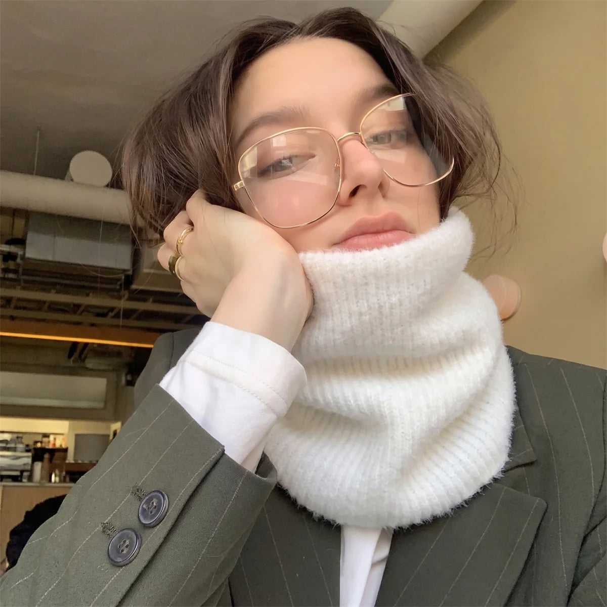 AIERTU  -  Women Fuzzy Knit Neck Gaiter Soft Plush Lined Infinity Scarf Winter Elegant Warm Thick Neck Warmer for Outdoor Daily Wear Aiertu