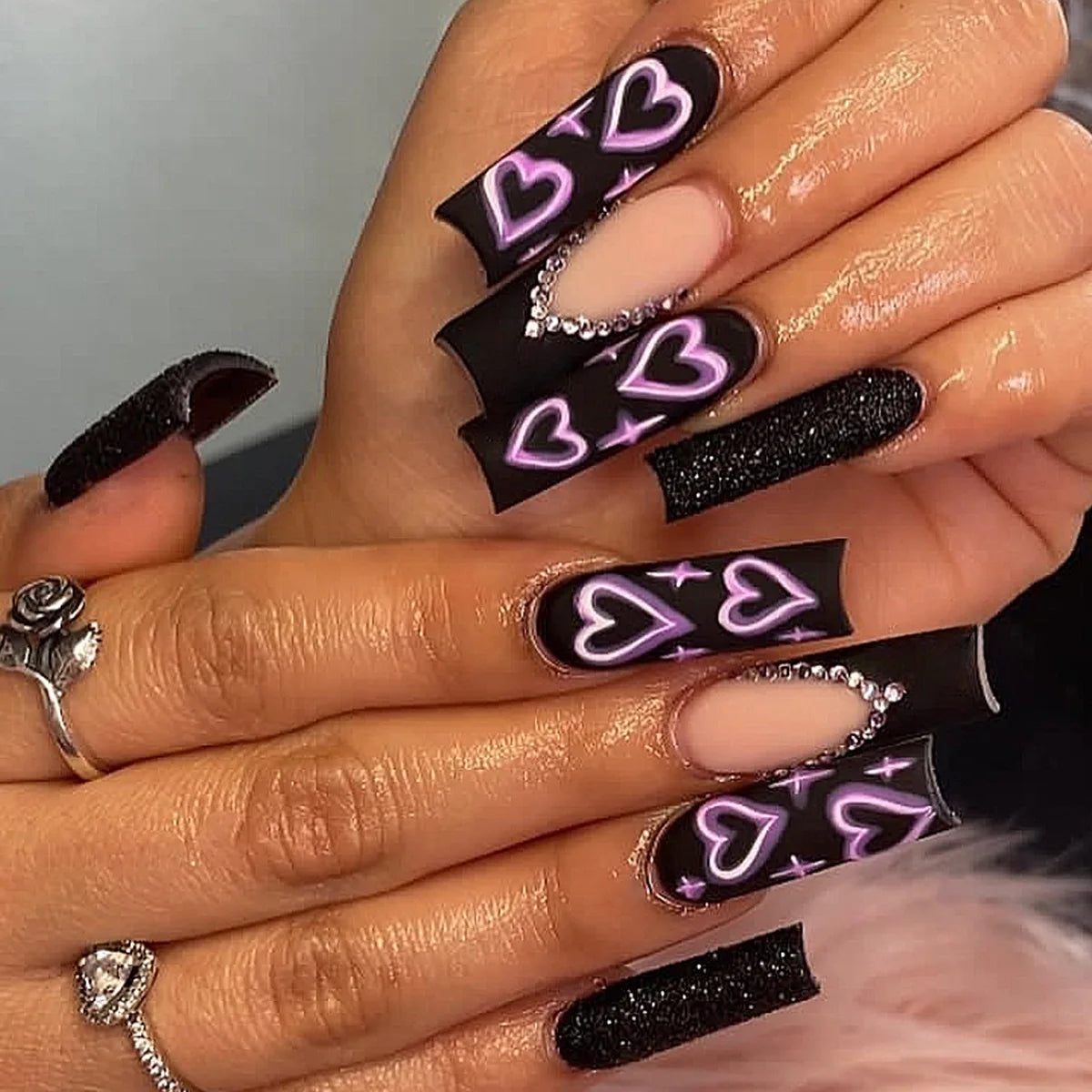 Aiertu 24Pcs Long Ballet False Nails with Bow Designs Pink Coffin Press on Nails Wearable French Fake Nail Full Cover Manicure Tips Aiertu