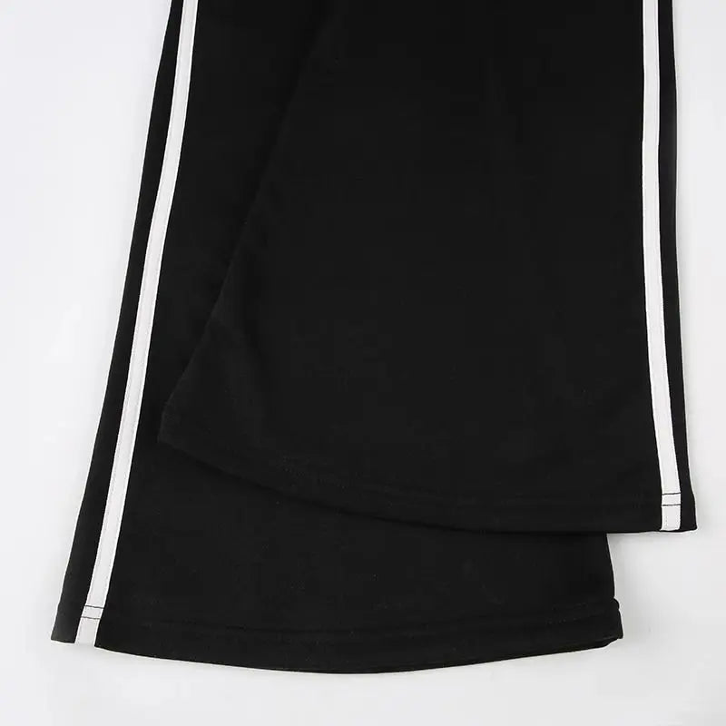 AIERTU  -  American Simple Stripe Casual Trousers Print Slim Knit All-match Office Lady Pants Straight Personalized Streetwear Hip Hop Pant Aiertu