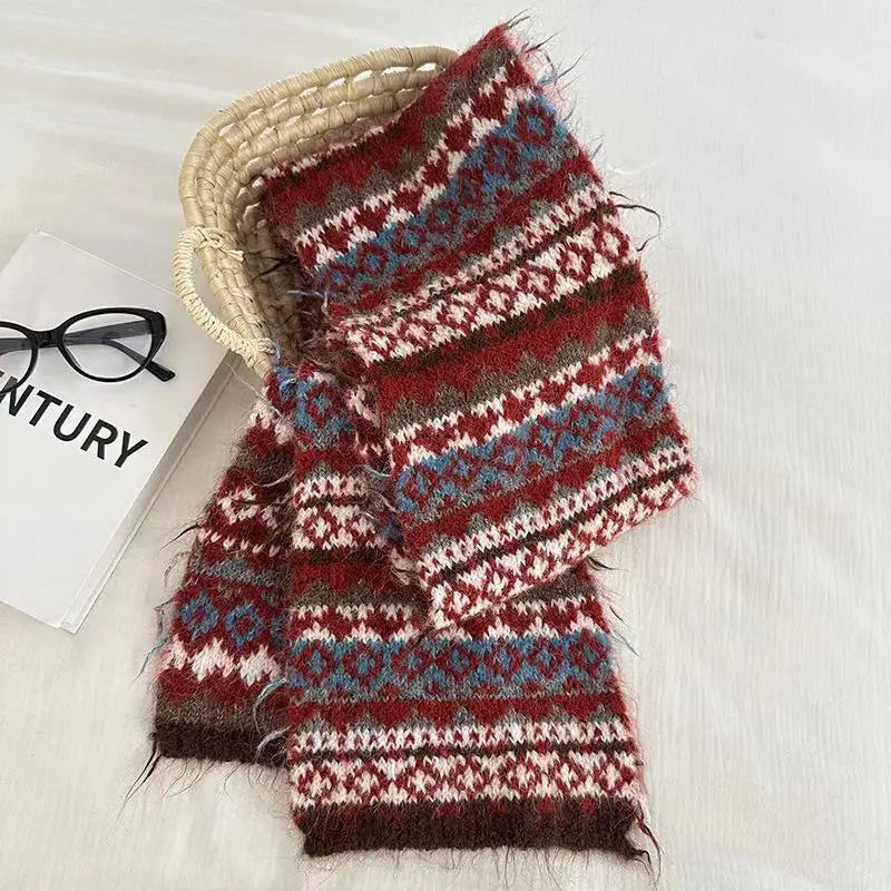 AIERTU  -  Women's Winter Scarf Sweet Warm Fel Island Style Knitted Wool Scarf High End Retro Thickened Warm Woolen Scarf Fashion Scarf Aiertu