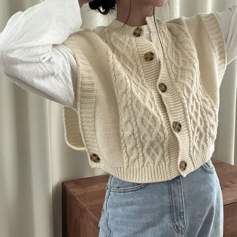 AIERTU  -  Button-knitted Cardigan Vest Women's Women's Soft Waxy Gentle Wind Sweater Vest Women Aiertu