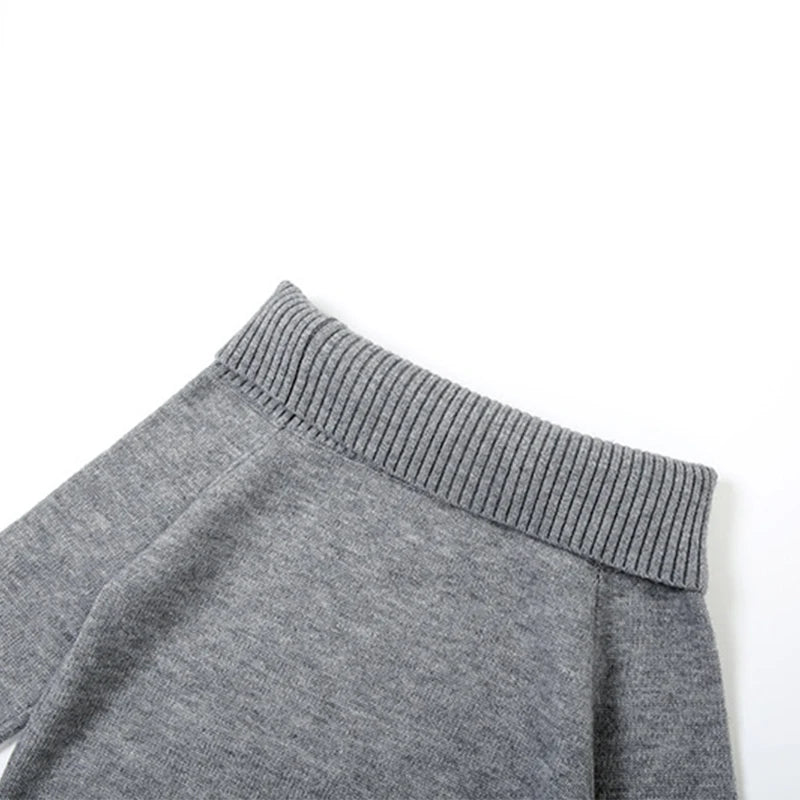 AIERTU  -  Knitted Clothing Two Piece Sets Off Shoulder Long Sleeve Sweater+Elastic Tight High Waist Shorts for Women Street Outfits Aiertu