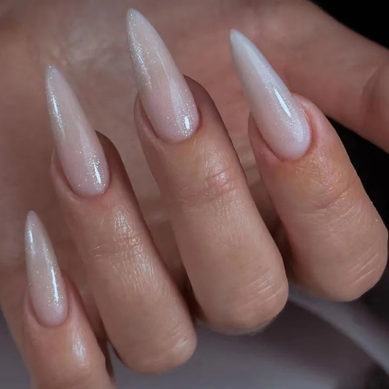 Aiertu Medium-length Acrylic Almond Fake Nails Art Cool Hottie Girl Wear False Nails Europe and USA Press on Nail Removable French Nail Aiertu