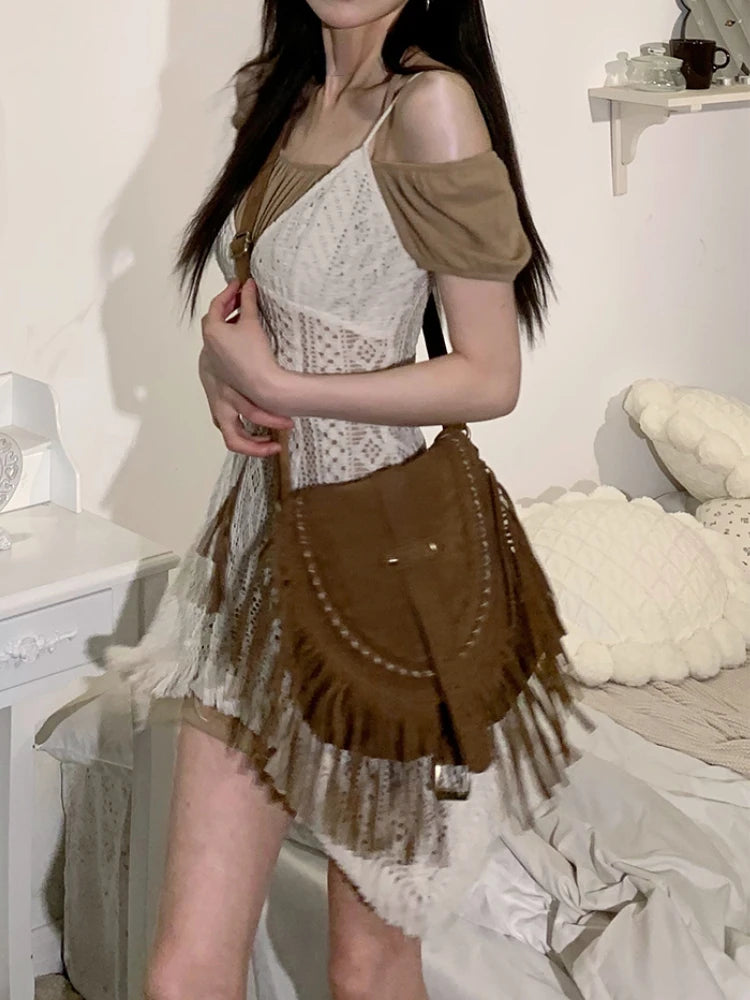 Aiertu Korean Fashion 2 Piece Dress Set Women Pure Color Y2k Mini Dress Elegant Casual Short Party Dress Office Lady Summer Slim Aiertu