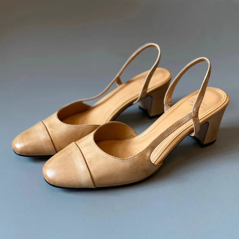 AIERTU  -  Fashion Womens Shoes Luxury Genuine Leather High Heeled Sandals for Woman French Style Casual Shoes Designer Shoes Zapatos Mujer Aiertu