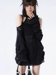 Aiertu Grunge Loose Women Sweaters Y2k Aesthetic Hollow Out Thin Pullovers 2024 Spring Long Sleeve Fashion Casual Kniited Tops Sexy Aiertu