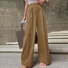 Aiertu Women Wide Leg Pants 2024 Spring Elegant Office Lady Casual Fashion Pantalones High Waist Commuting Solid Color Trousers Aiertu