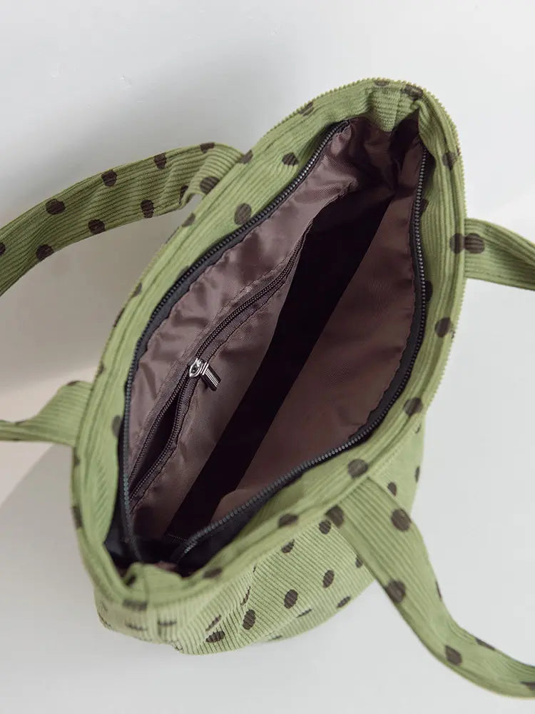 AIERTU  -  Bucket Handbag New Corduroy Polka Dot Fabric Bag Casual Versatile Women's Office Handbags Aiertu