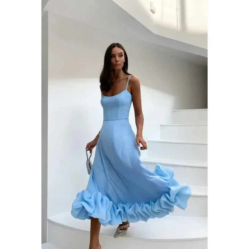 Aiertu Fashion Dress for Women Sexy High Waist Spaghetti Strap Dress for Women U Neck Sleeveless Backless Elegant Party Formal Dress Aiertu