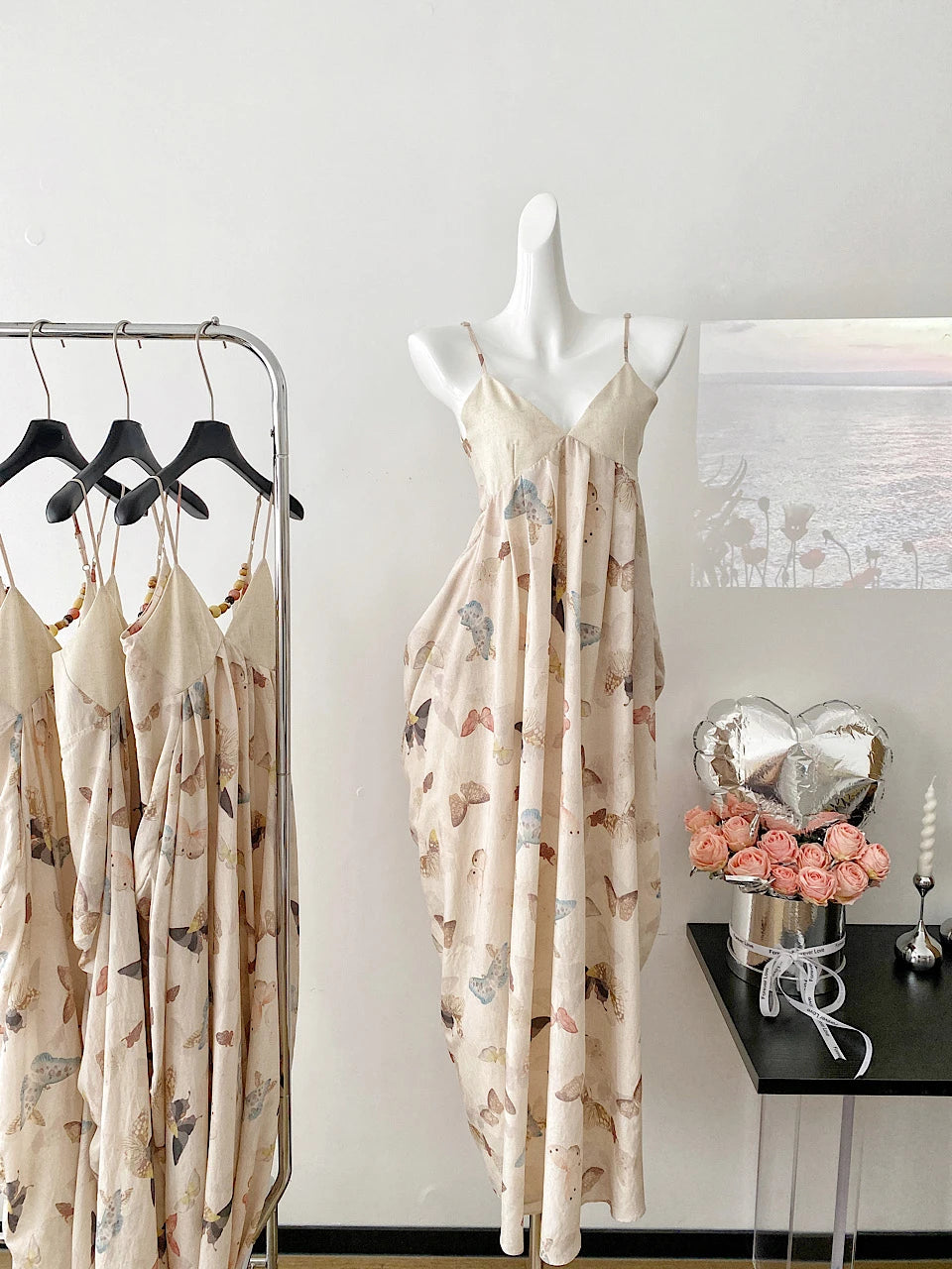 Aiertu Vintage Sexy Print Midi Dress Women Backless Casual A-line Strap Dress Evening Party Clothing Korean Fashion Elegant Summer 2024 Aiertu