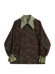 Aiertu Autumn Vintage Style Floral Printing Loose Women's Blouse Shirt Korean Casual Long Sleeve Ladies Button Blouses Female Tops Aiertu