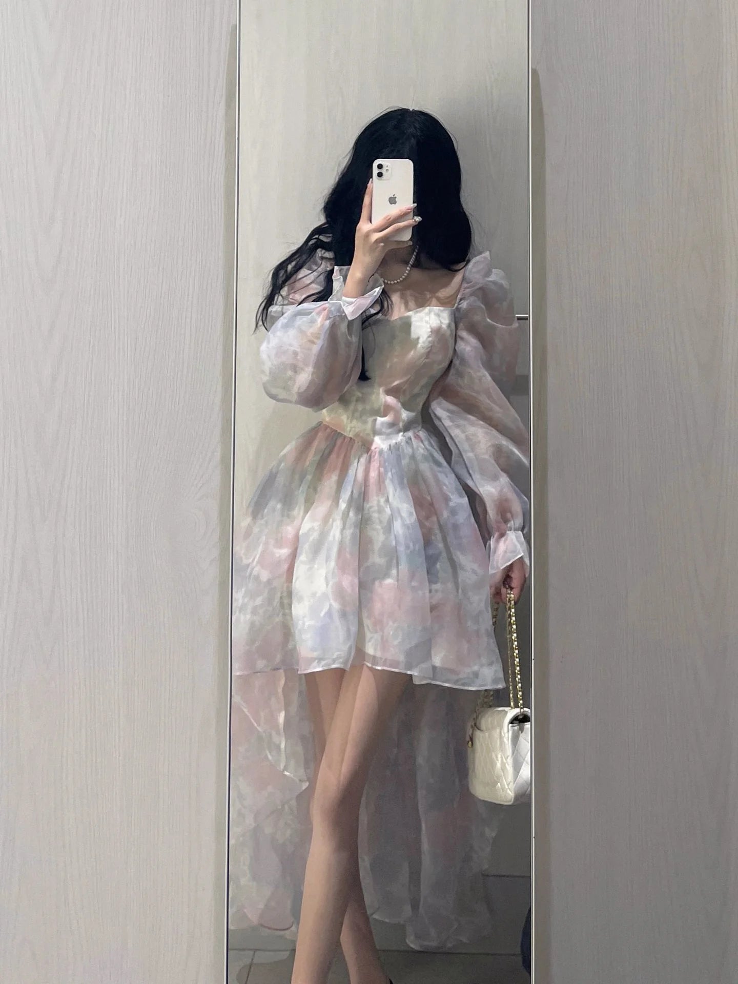 Aiertu Sweet Elegant Floral Midi Dress Women Casual Korean Puff Sleeve Fairy Dress Female Beach Vintage Party Dresses 2024 Summer Chic Aiertu