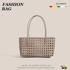 AIERTU  -  Handmade Woven Straw Handbag Portable Crochet Cabbage Basket Beach Vacation Travel Daily Commute Summer Shoulder Bag 30x13x16cm Aiertu