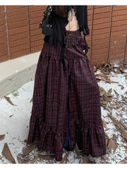 Aiertu Women's Plaid A-line Long Skirt Vintage Y2k Skirt Harajuku Korean Streetwear Fashion A-line Skirts Emo 2000s Trashy Clothes Aiertu