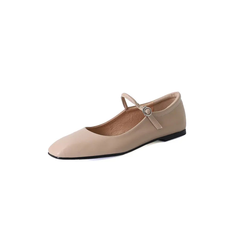 Fashion Pumps New High Quality Genuine Leather Vintage Mary Jane Shoes Square Toe High Heels Flat Shoes Lightweight Shoes Aiertu