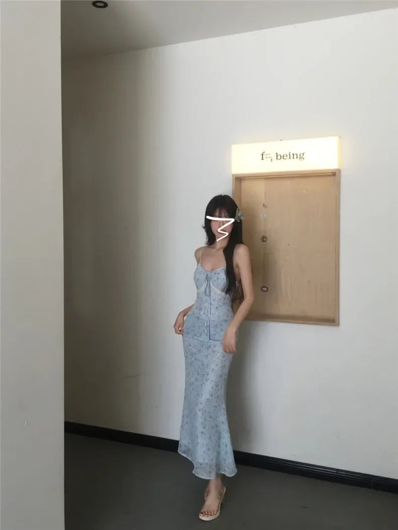 AIERTU  -  Chicly Sweet Ladies Sexy Slim Woman Dress Fashion Sleeveless Floral Dresses Female French New Summer Vacation Women Dress Aiertu