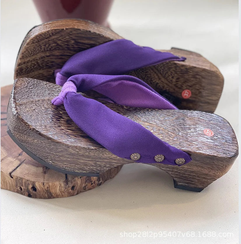 AIERTU  -  New Women's Japanese Style Crescent Geta Sandals Solid Color Modified Platform High Heel Thong Slippers For Cosplay Aiertu