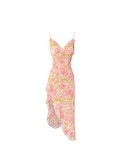 Aiertu Women Sexy Backless V-Neck Floral Print Suspender Dress Fashion French Elegant Holiday Party Club Sweet Mini Dress Summer Aiertu