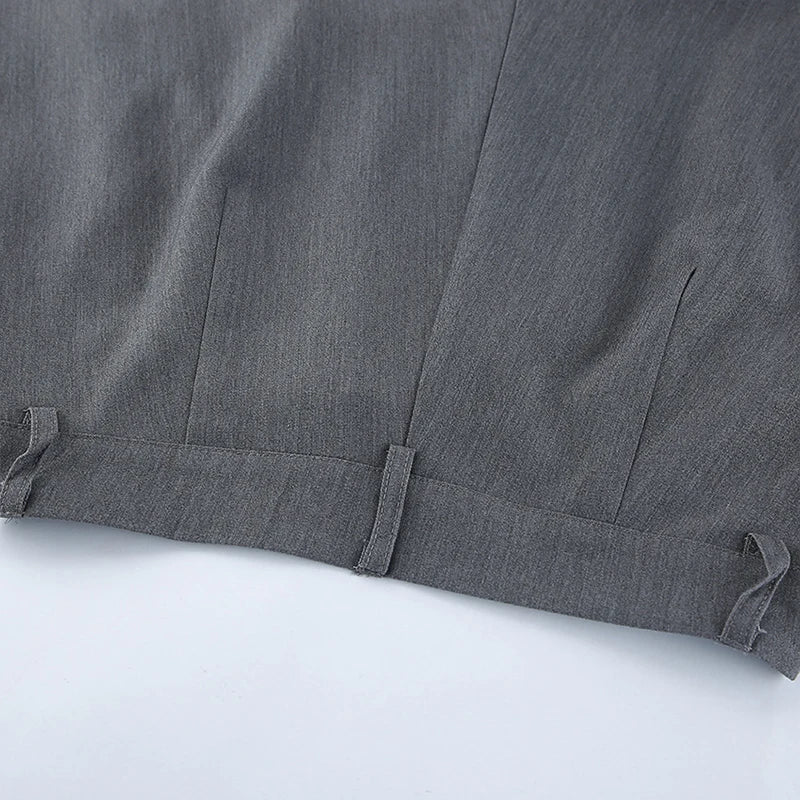 AIERTU  -  French Stylish Commuter Gray Pleated Harem Pants for Women Summer Fashion High Waist Chic Baggy Trousers with Pockets Aiertu
