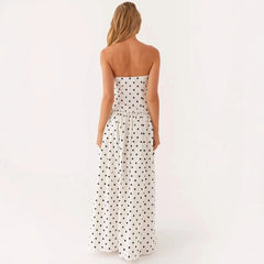 AIERTU  -  Spring Summer Women'S Dress Off Shoulder Bra Dot A Line Maxi Long Spice Girl Printed Sexy Tube Top Dress Vitnage Evening Party Aiertu