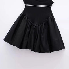 AIERTU  -  Vintage Casual Chic Solid Cami Short Draped Ball Gown Women's Summer Mini Beach Dress  Fashion New Vestidos Aiertu