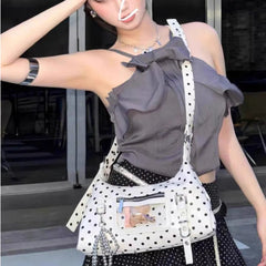 AIERTU  -  New Color-Block Polka Dot Underarm Bag White Transparent Outer Bag Design Women's Large Capacity Single Shoulder Crossbody Bag Aiertu