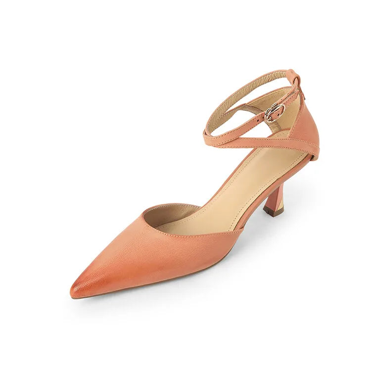 Aiertu NEW Summer/Spring Women Shoes Pointed Toe Thin Heel Sandals Solid High Heels Elegant Genuine Leather Shoes for Women Party Shoes Aiertu