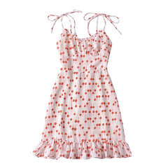 Aiertu 2024 Women French Vintage Floral Print Sling Mini Dress Sexy Sleeveless V Neck Female Holiday Summer Dresses Aiertu