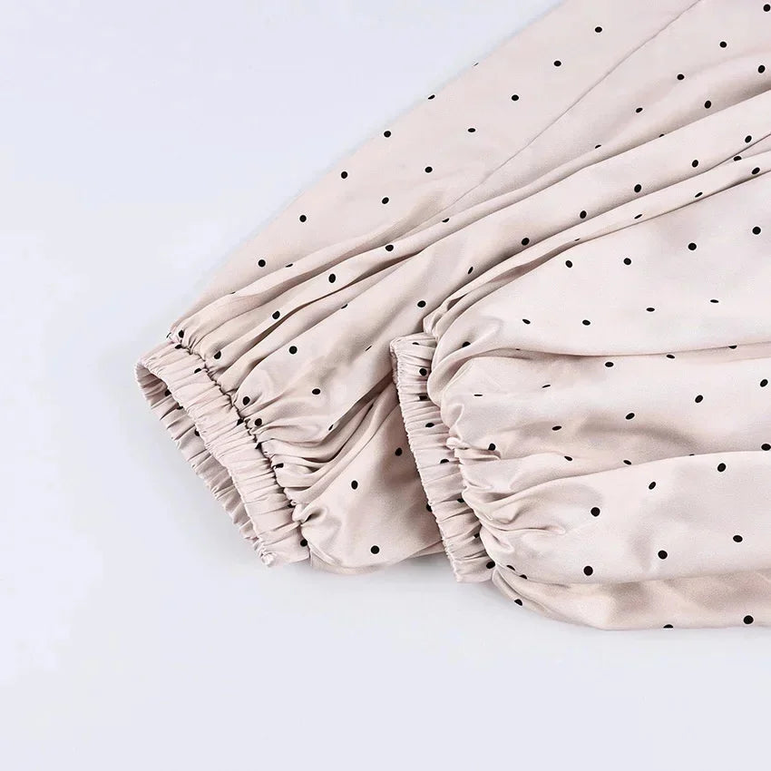 AIERTU  -  White Polka Dot Wide Straight Pants Loose Fit Spring Summer Chic Commuter Office Casual For Women Elegant Day To Night Aiertu