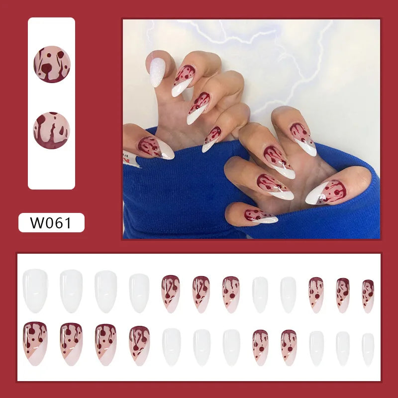 Aiertu 24pcs/Box Ballerina Nail Tip Purple with Design Manicure Patches Fresh Floral Almond False Nails Press on Med Nails Detachable Aiertu