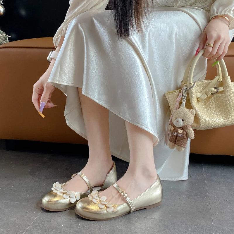 AIERTU  -  Spring New Fashion Single Shoes Shallow Mouth Versatile Block Heel Flower One Buckle Mary Jane Shoes Aiertu