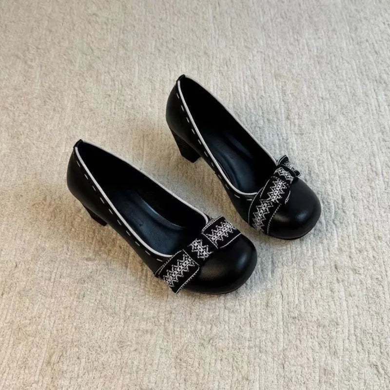 AIERTU  -  New Retro Womens Shoes Exquisite Round Head High Heels for Woman Fashion Bow Lolita Casual Shoes Designer Shoes Zapatos De Mujer Aiertu