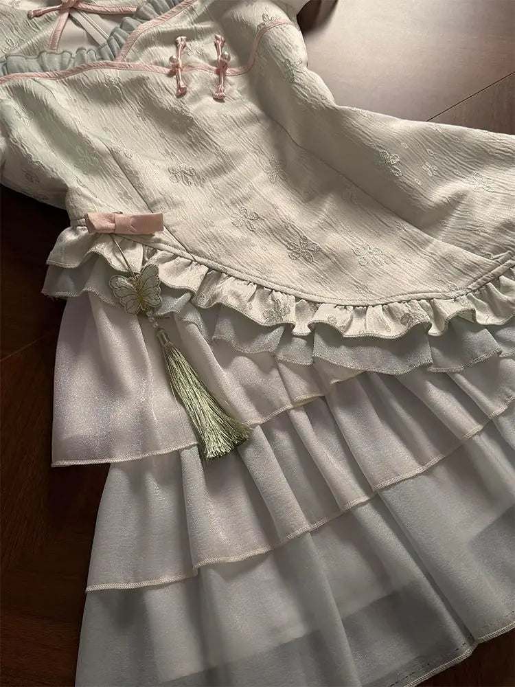 AIERTU  -  New Improved Dresses for Women Short Sleeve Spring Summer Mini Dress Ruffles Vintage Elegant Vestidos Mujer Aiertu