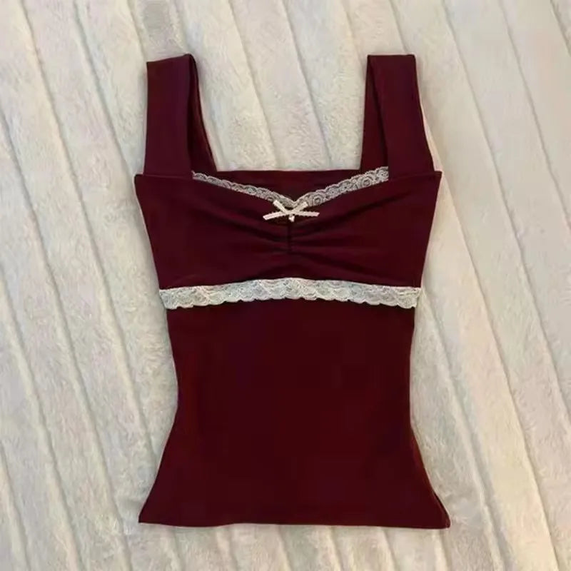 AIERTU  -  Lace Bow Y2K Versatile Tank Top Summer New Women Fashionable Sweet Versatile Multiple Styles Comfortable Skin Friendly Camisole Aiertu