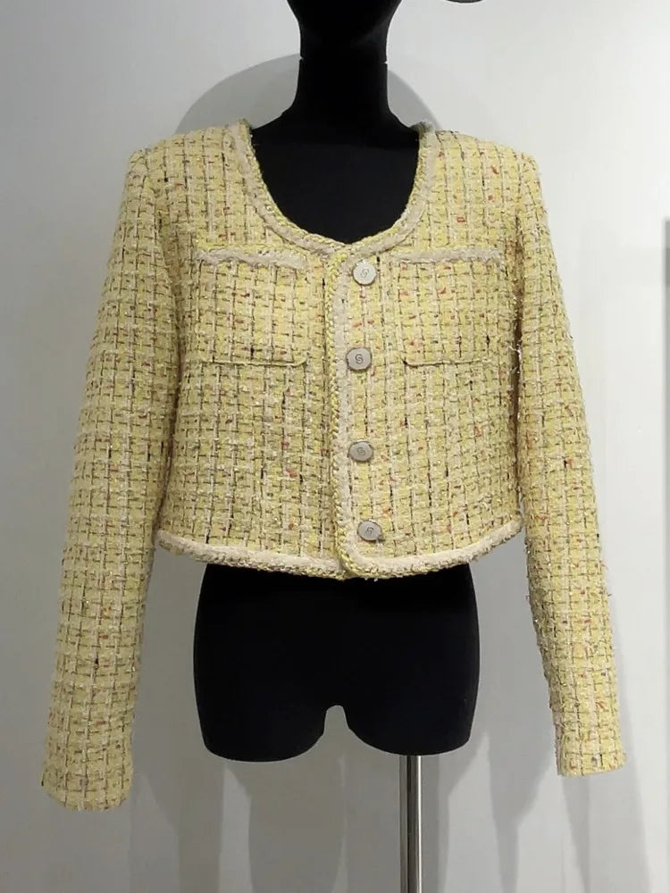 Aiertu Spring New French Design Fashion Sweet Tweed Jacket Women Luxury Woolen Short Coats Outwear Aiertu