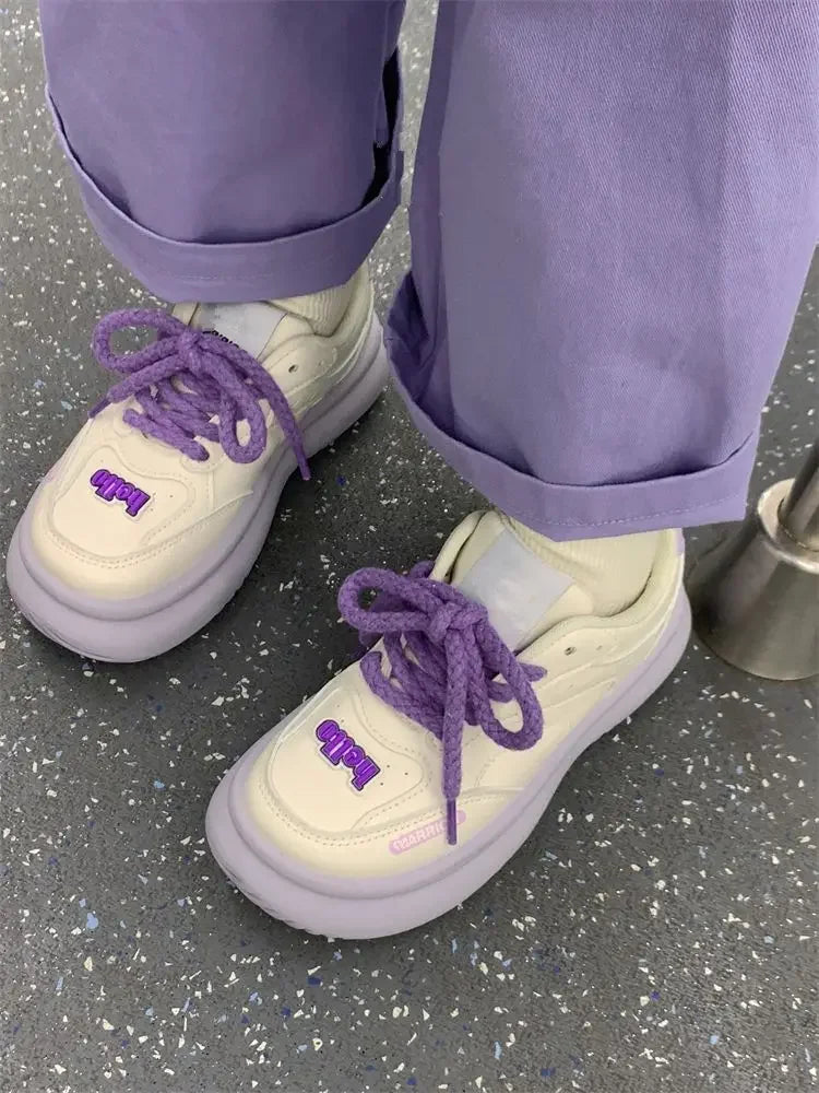 Aiertu Women Sneakers Purple Platform Sports Shoes Skateboard Tennis Female Flat Casual Vulcanize Kawaii Korean Spring Summer Footwear Aiertu