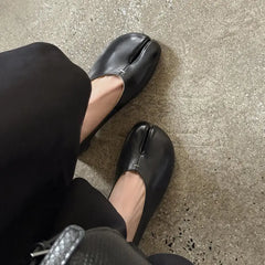 AIERTU  -  Elegant Thick High Heel Tabi Shoes Women Summer Comfort Pu Leather Designer Split Toe Pumps French Retro Sandals for Women