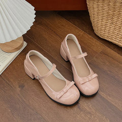 Aiertu Retro Style JK Women Mary Jane Shoes Fashion Shallow Butterfly-knot Leather Shoes Autumn Ladies Dancing Party Prom Pumps Aiertu