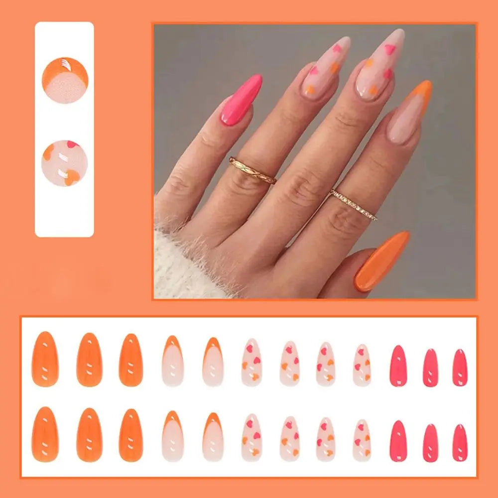 Aiertu 24pcs/Box Ballerina Nail Tip Purple with Design Manicure Patches Fresh Floral Almond False Nails Press on Med Nails Detachable Aiertu