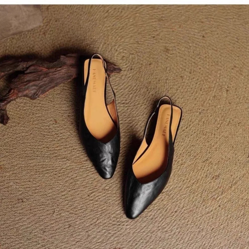 AIERTU  -  French Elegance Pointed Toe Flat Bottom Sandals Women's Summer Outdoor Wear Versatile Backless New Style Low Heel Slip-On Shoes Aiertu