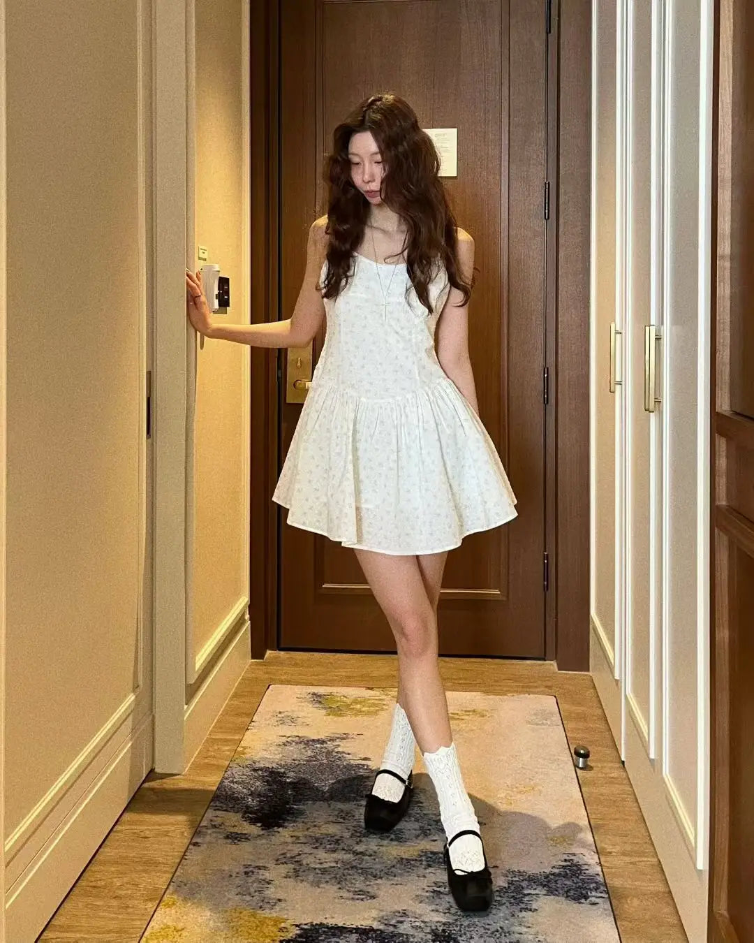 AIERTU  -  Summer Fashionable Korean Style Floral Print Slimming Dress Versatile Streetwear Casual Princess Skirt Sleeveless Dress Aiertu