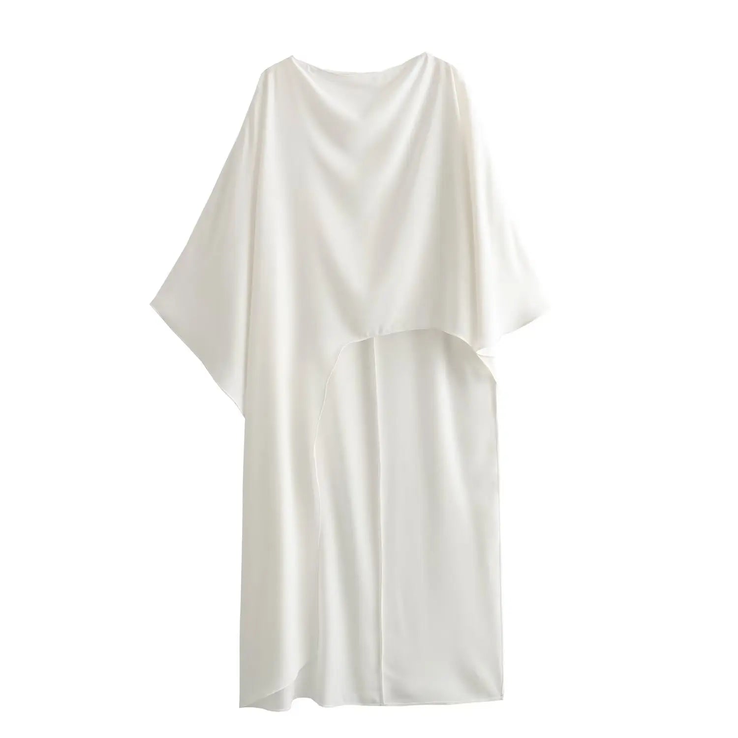 Aiertu Female Stylish Solid Blouses Asymmetric Cape Style Red White Satin Shirt Half Sleeves Women's New Elegant Tops Casual Shirt Aiertu