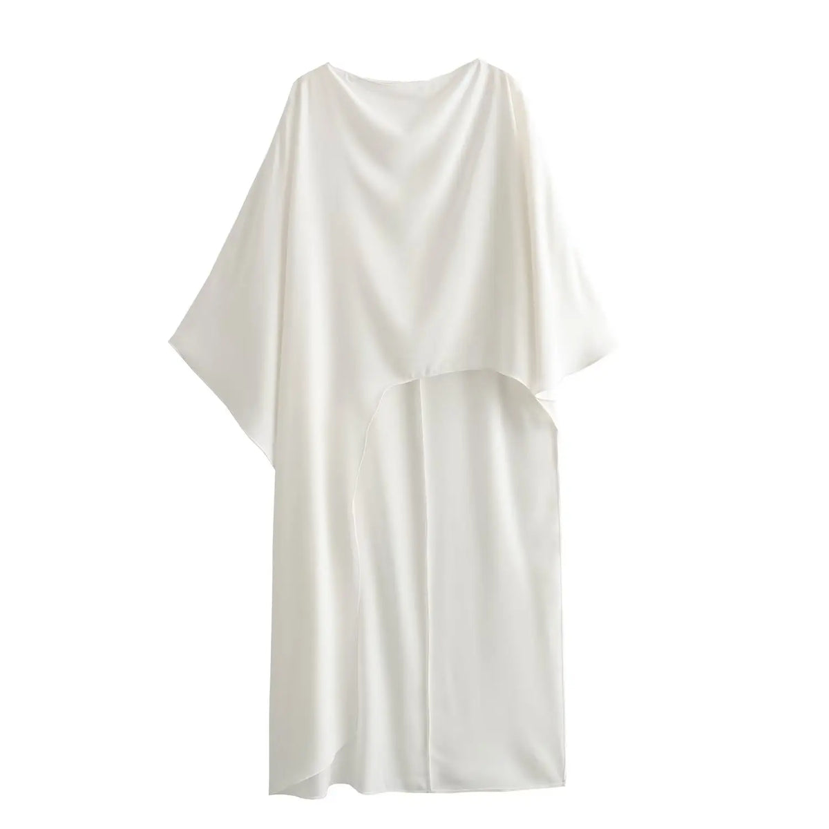 Aiertu Female Stylish Solid Blouses Asymmetric Cape Style Red White Satin Shirt Half Sleeves Women's New Elegant Tops Casual Shirt Aiertu