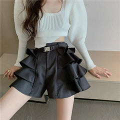 Aiertu High Street Y2k Korean Skirt Women Ruffles Designer Slim Party Casual Skirt Female Black Gothic Sexy Sashes Chic Vintage Clothes Aiertu