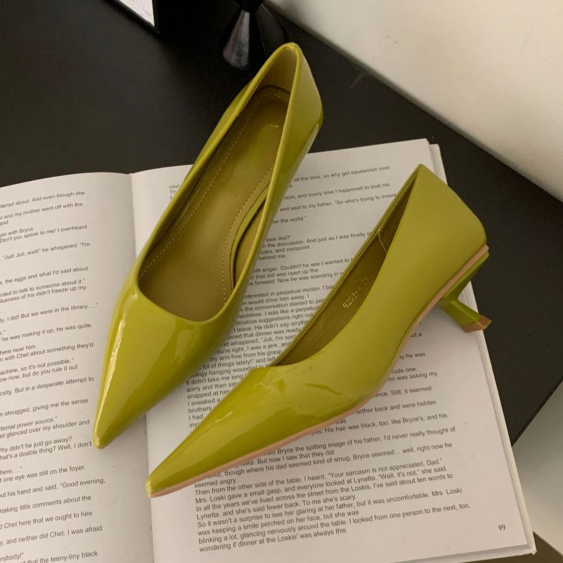 Patent Leather Low Heel Office Women Shoes Pumps Pointed Low Elegant High Heels Simple Comfy Nude Spring Footwear for Women 2024 Aiertu