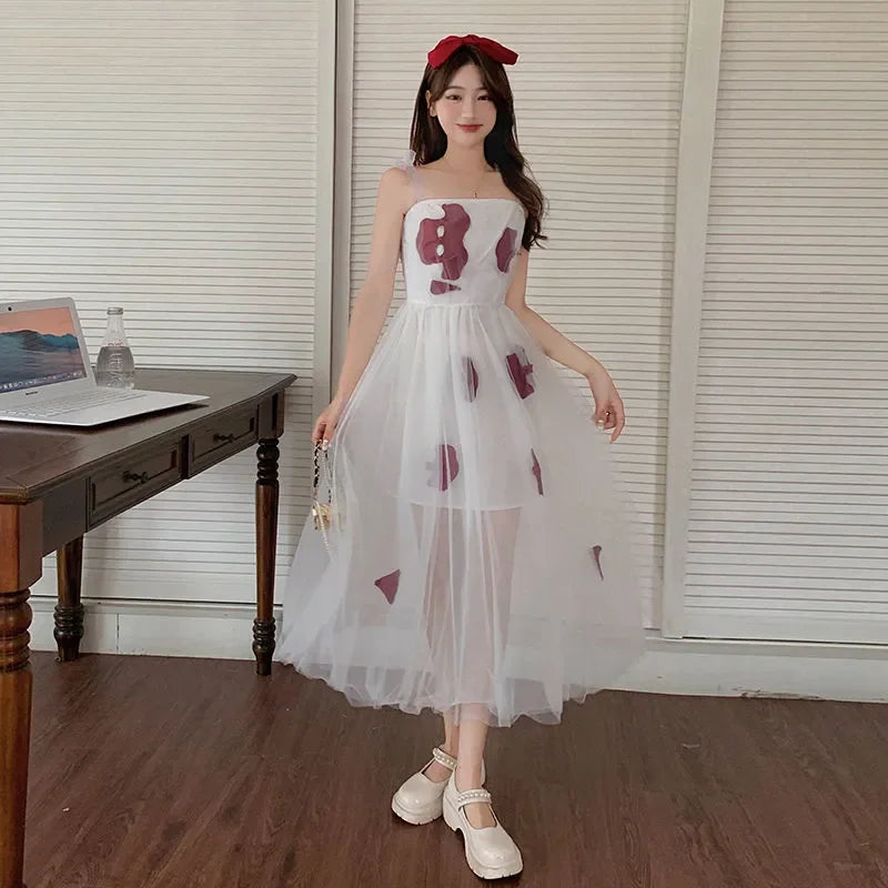 Aiertu Vintage Floral Strap Dress Women Sexy Backless Evening Party Fairy Dress  Spring High Street Korean Beach Casual Dress Aiertu