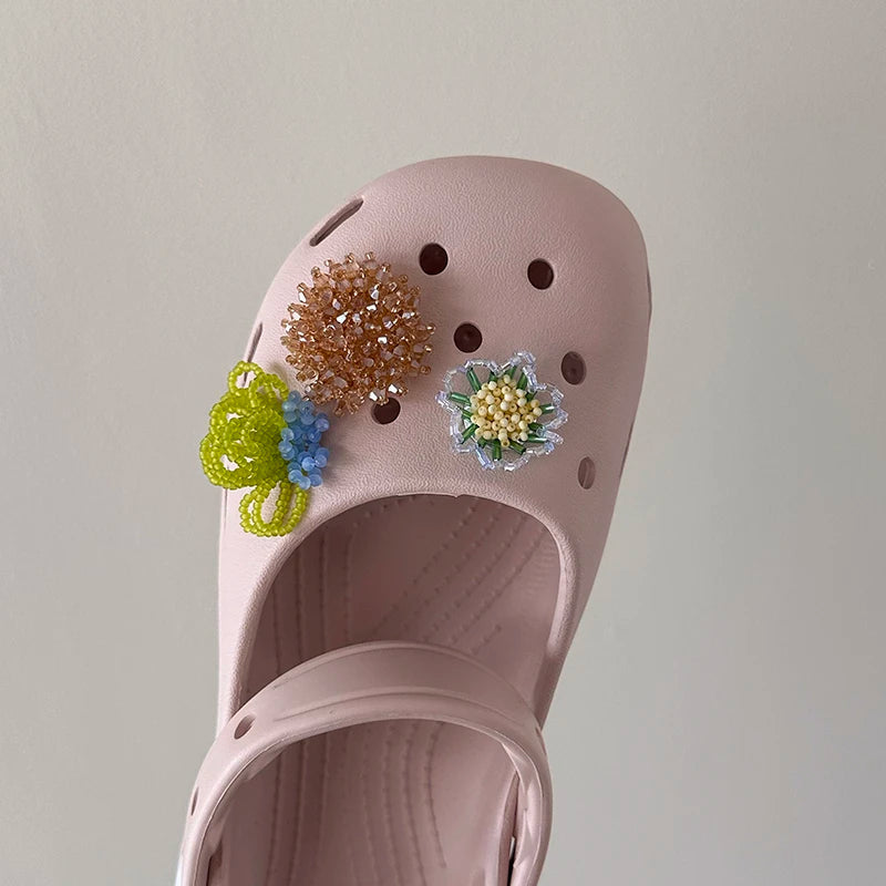 AIERTU  -  Summer Women's Slippers Luxurious Pearl Metal Flower Sparkling Designer Ballet Shoes Girls' Sandals Indoor and Outdoor Soft Aiertu